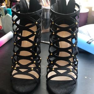 Black with gold studs heels